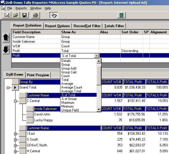 Drill-Down Tally 2004 Screenshot
